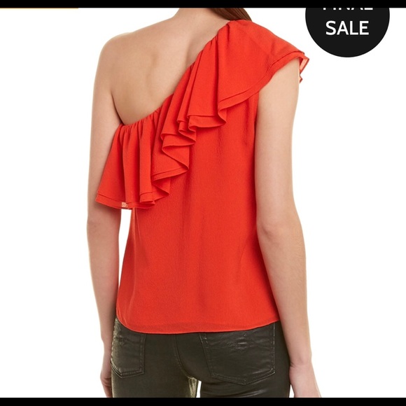 Rebecca Taylor One Shoulder Top in Candy Apple - Picture 3 of 5